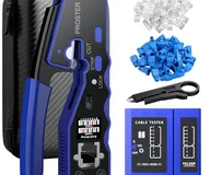 Proster RJ45 圧着工具 CAT6A CAT6 CAT5E対応 LANテスター 貫通型 カシメ工具 圧着ペンチ 圧着中切断RJ45コネクタ対応 50Pcs 貫通式RJ45コネクタ+保護カバー ケーブルテスター 収納バッグ付属