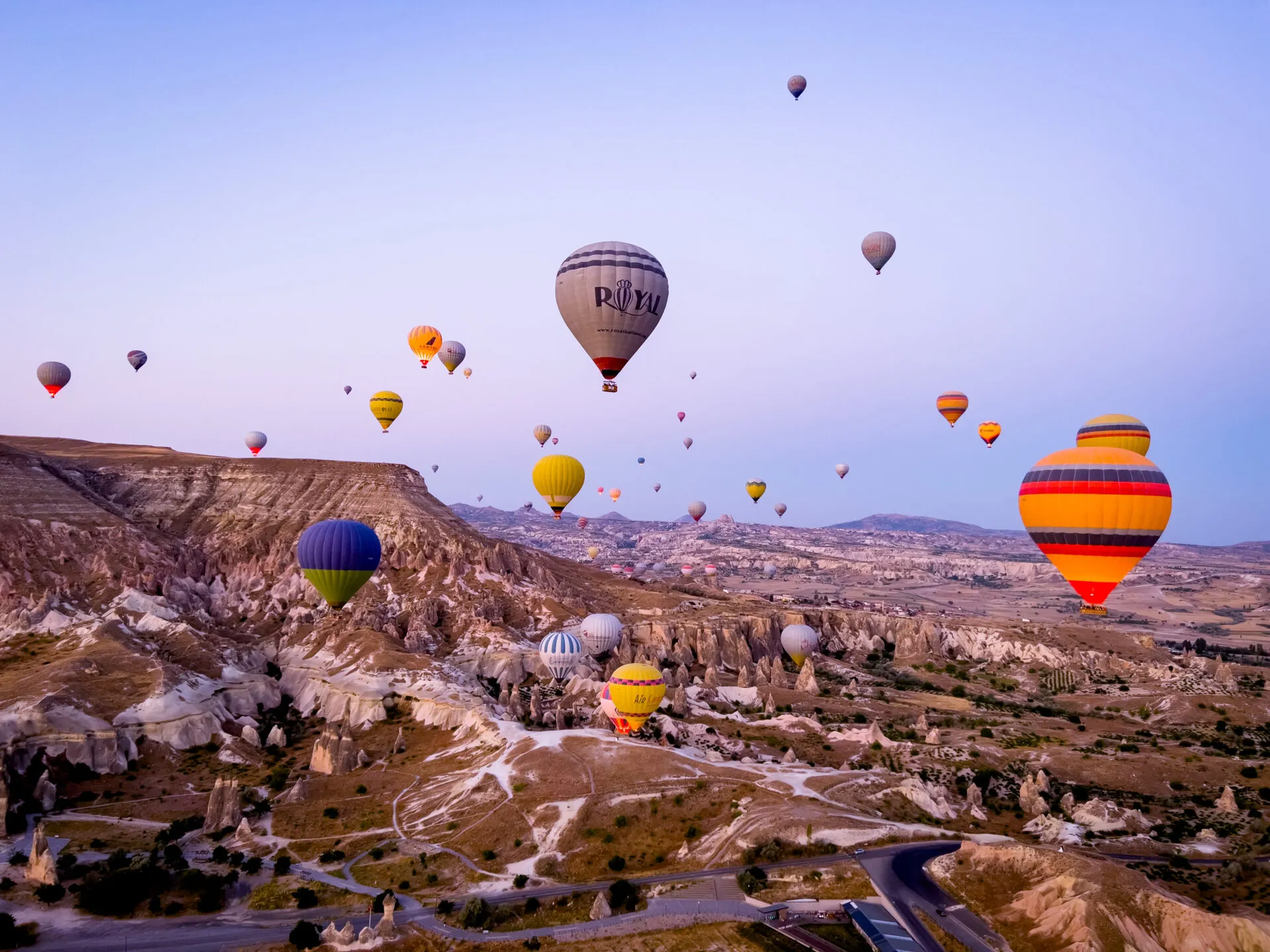 空から見たカッパドキアの奇岩群
