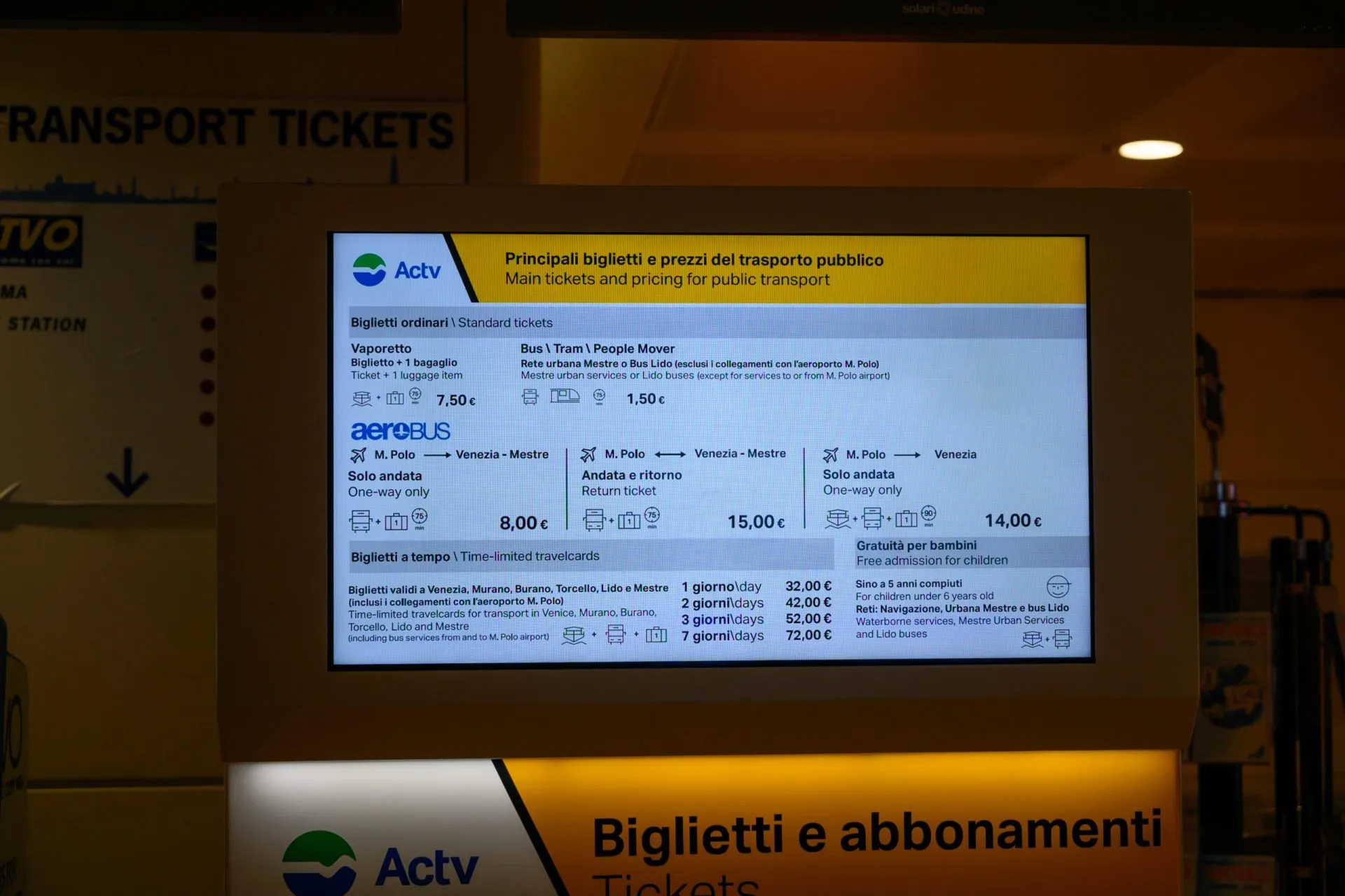 ベネチアの水上バスチケット