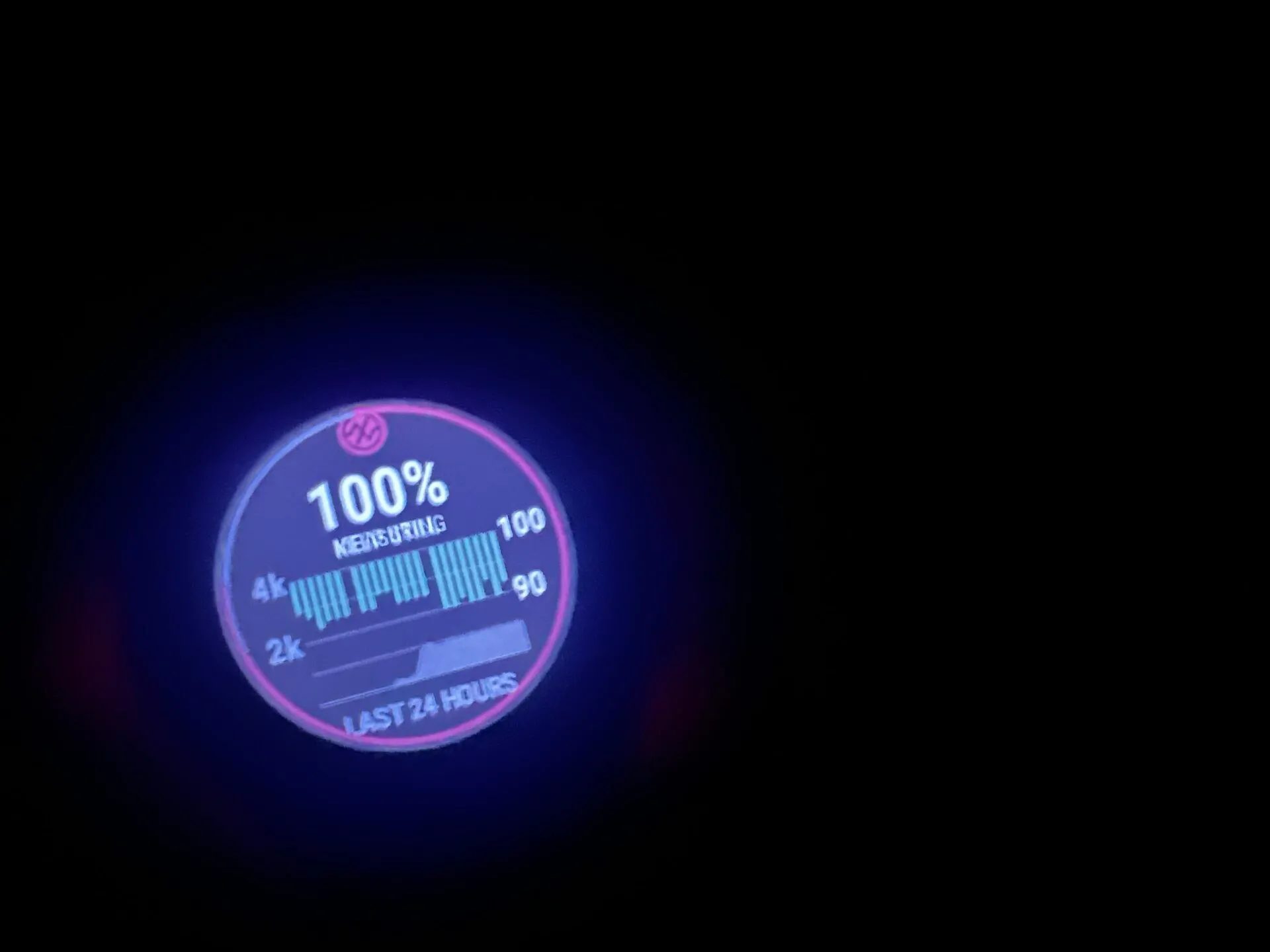 SpO2の低い数値を表示する画面